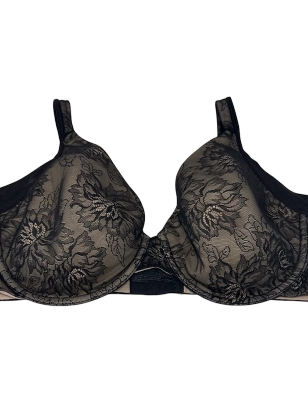 Black Lace Underwire Bra with Nude Lining size 42C